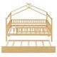 preview thumbnail 40 of 83, Montessori Bed House Bed with Trundle Bed and Headboard, Wood Daybed Platform Bed Frame No Box Spring Needed for Boys Girls