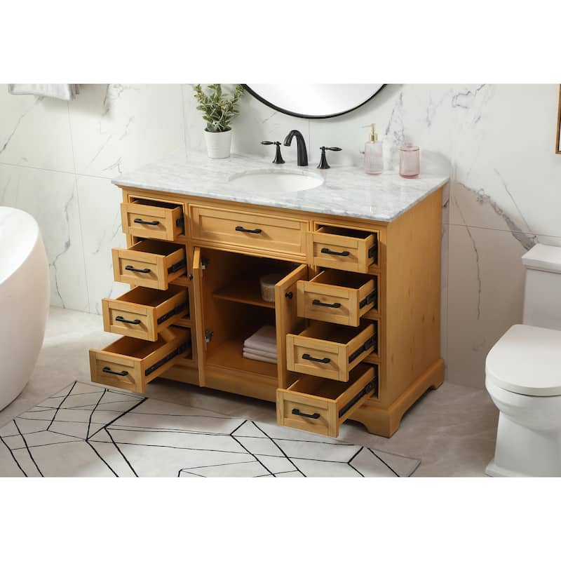 Vega 48 - 60 Inch Single Bathroom Vanity - Natural Wood - 48 Inches