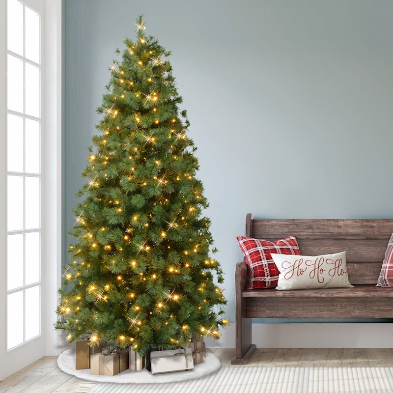 Puleo International 7.5' Pre-Lit Artificial Colorado Pine Christmas Tree with 300 Dual Function LED Lights