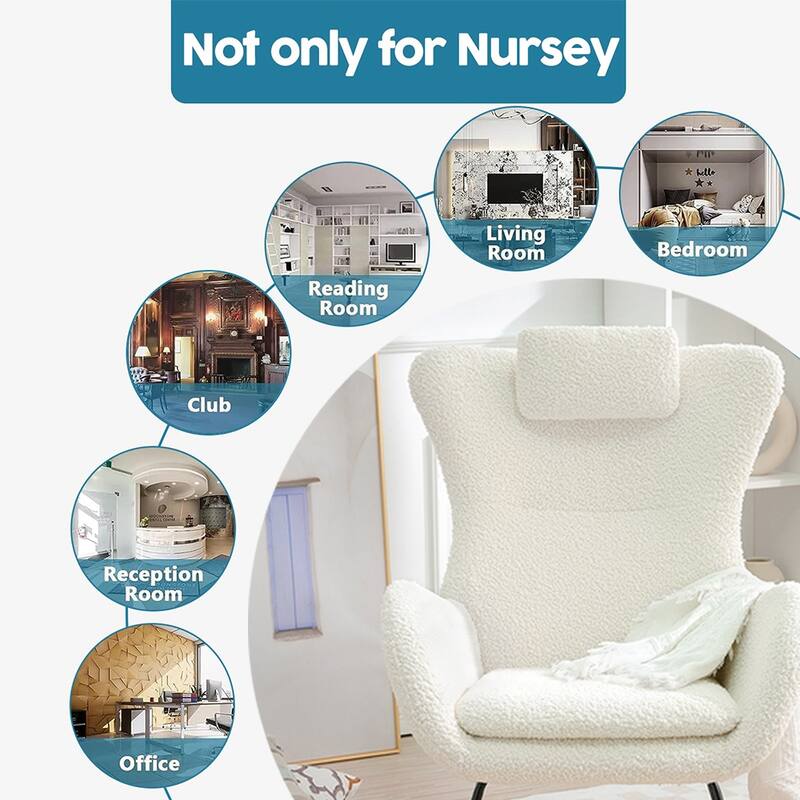 Teddy Upholstered Rocking Chair with Padded Seat, Backrest & Armrests - 26.38 "W* 34.25"D *36.22 "H