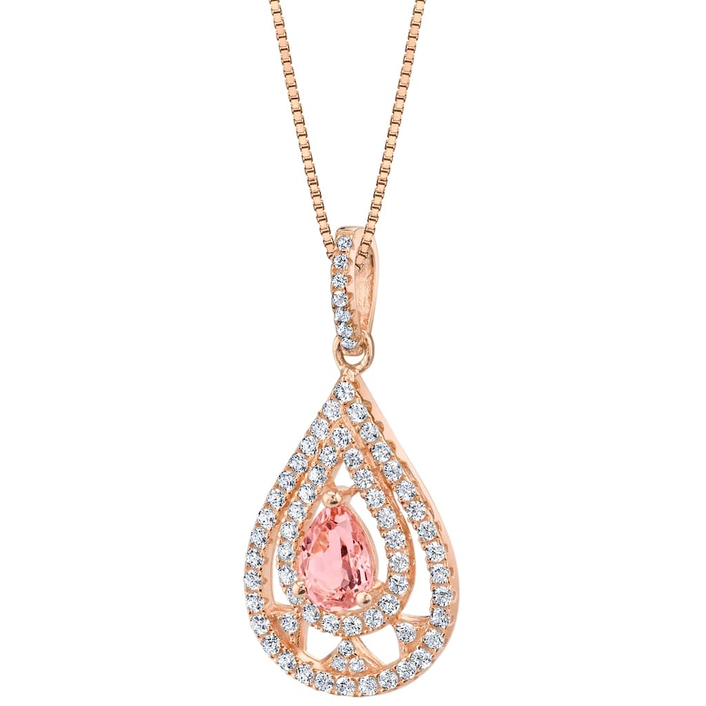 1 ct Morganite Pendant in Rose-tone Sterling Silver