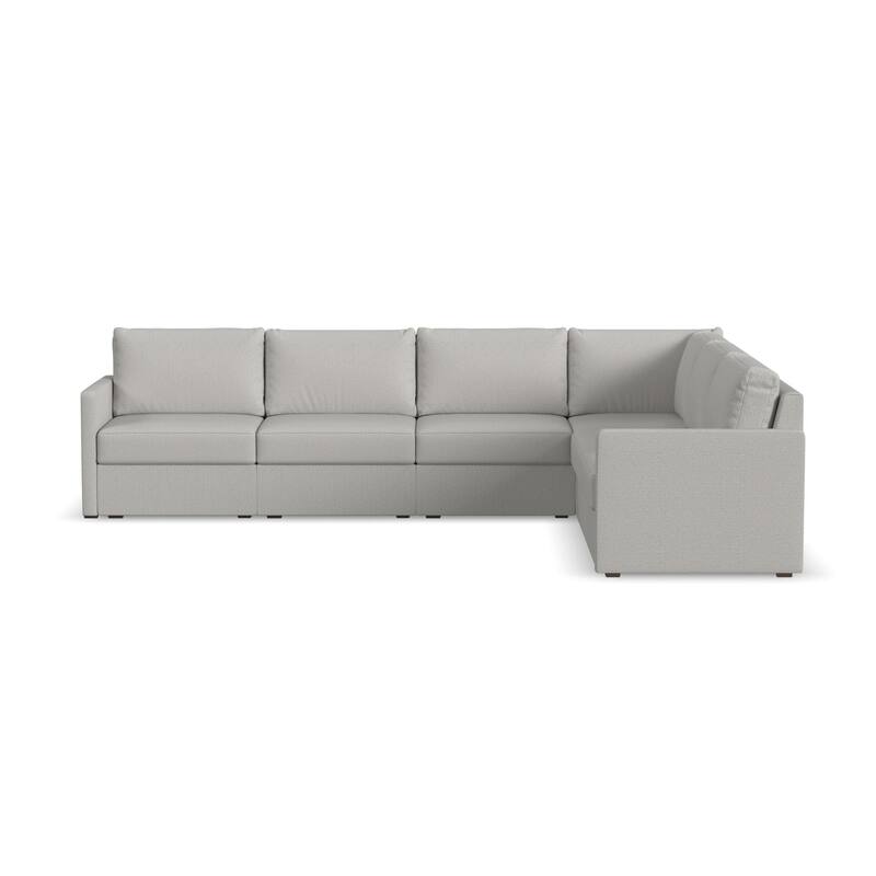 Flex Taupe Fabric 6-Seat Sectional with Narrow Arm - 132" x 35" x 102"