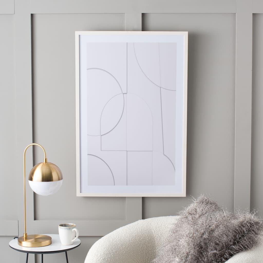 SAFAVIEH Folke Peaceful Configuration Hand Painting, 24 x 36, Framed Wall Art - Ivory