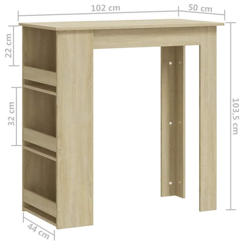 vidaXL Bar Table Kitchen Pub Bistro Table with Storage Rack Engineered Wood - 40.2" x 19.7" x 40.7"