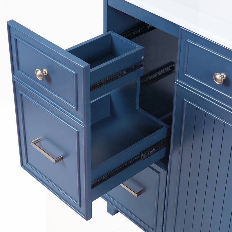 Bathroom Vanity with Ceramic Sink and Adjustable Shelves