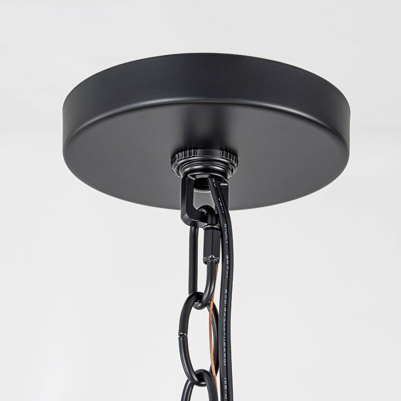 3-Light Farmhouse Hemp Rope Pendant Light for Kitchen Island Dining Room - Black - 17.9" W × 8.9" H