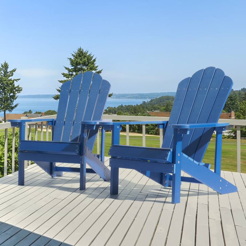 BONOSUKI 2pcs Outdoor Adirondack Chair,HIPS Patio Chair Set - Navy Blue