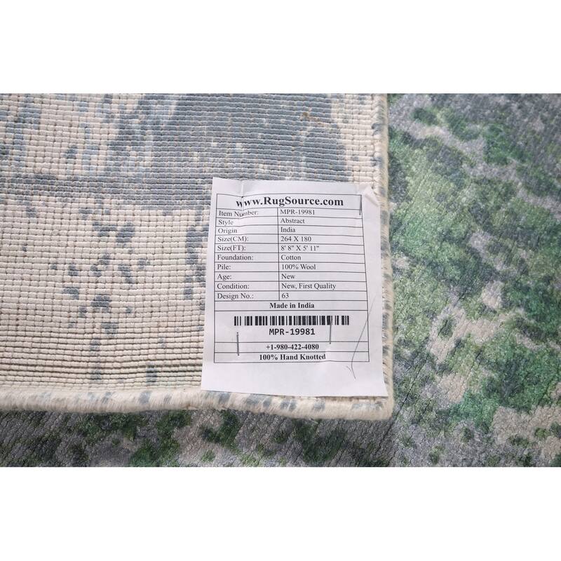 Abstract Oriental Area Rug Hand-Knotted Wool Carpet - 5'11"x 8'8"