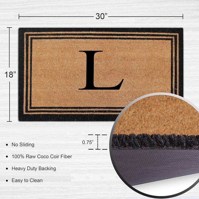 A1HC Pure Natural Coir Monogrammed Heavy Duty PVC Backing Doormat