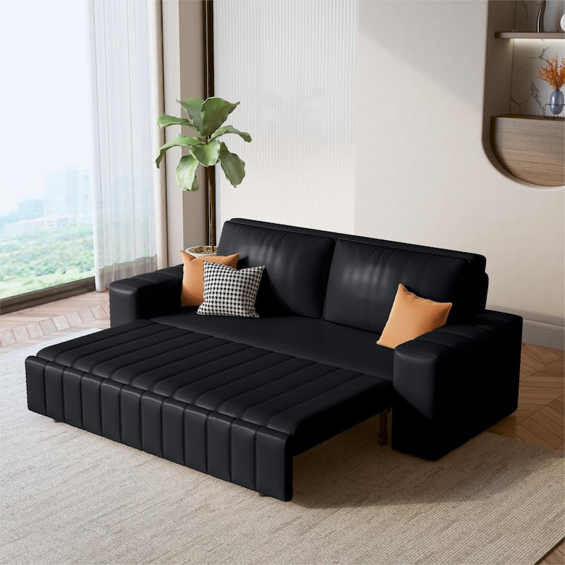 JASIWAY Modern Upholstered Loveseat Sleeper Sofa Bed with Storage