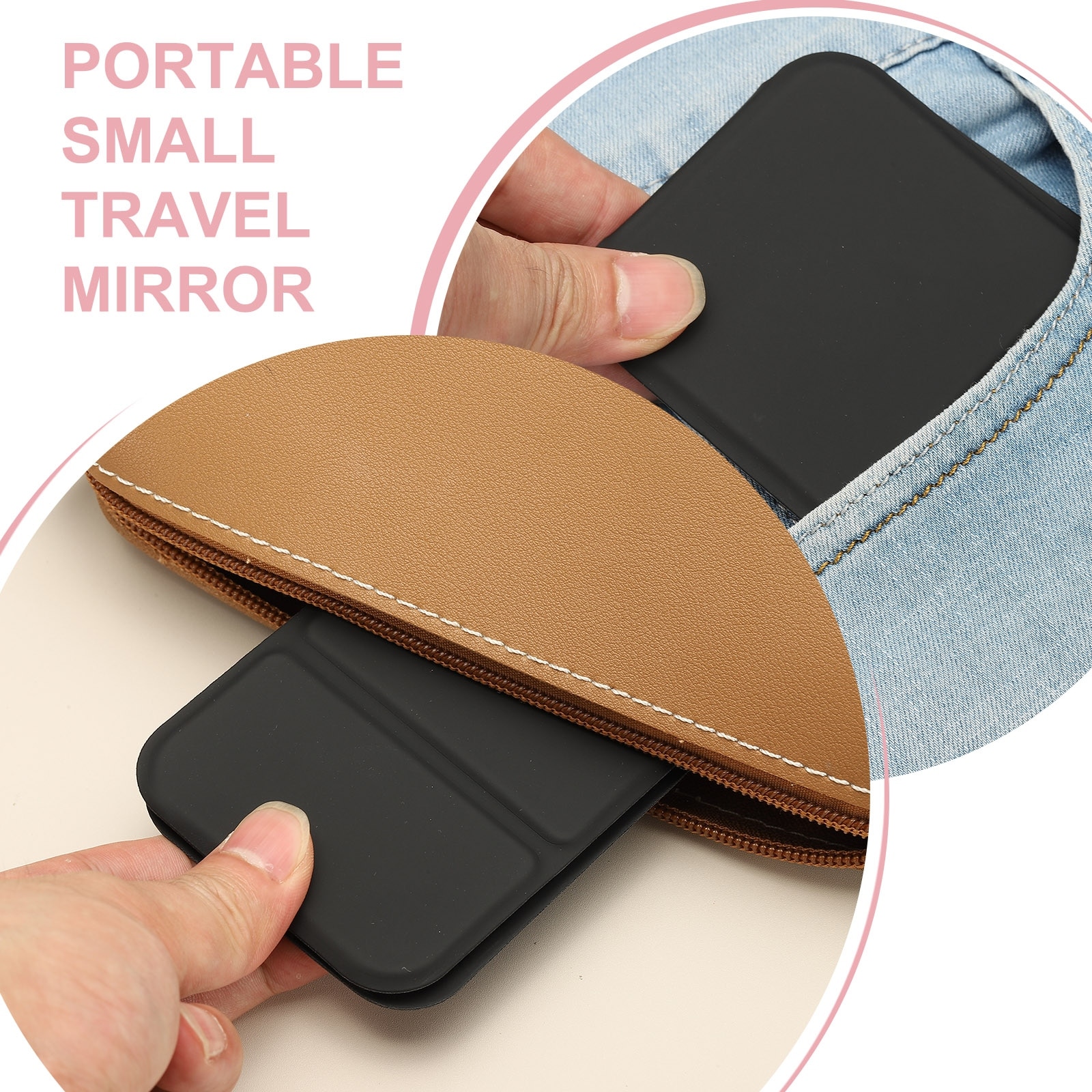 Small Rectangle Pocket Mirror for Purse, Compact Makeup Mirror