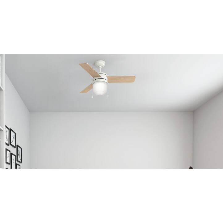 Hunter 42" Acumen Ceiling Fan with Integrated LED Light Kit and Pull Chain - Modern, Contemporary, Transitional - Fresh White