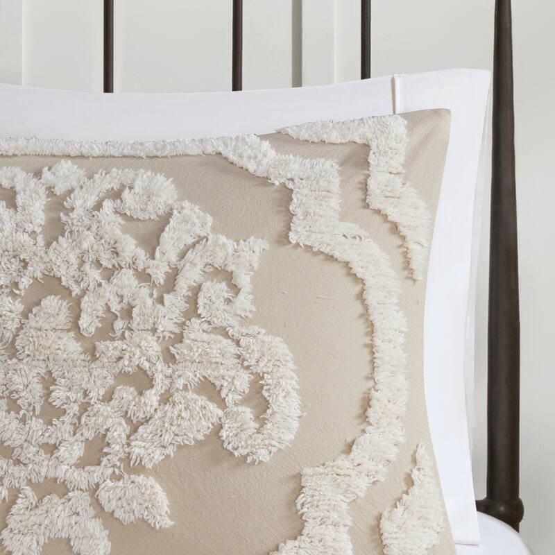 Madison Park Aeriela Tufted Cotton Chenille Damask Duvet Cover Set