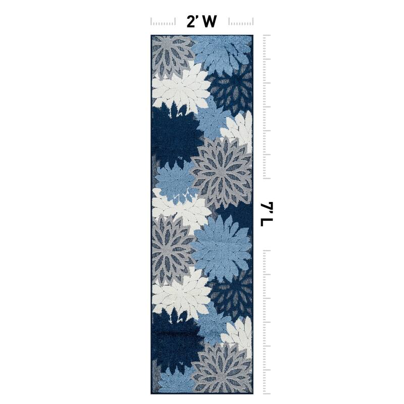 World Rug Gallery Indoor/Outdoor High-Low Textured Area Rug, Floral Easy-Clean Patio Rug
