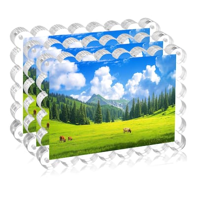 BP4U™ 3-Pack Magnetic Picture Frames, Double-Sided Tabletop Acrylic Picture Frames Freestanding for Desktop Display