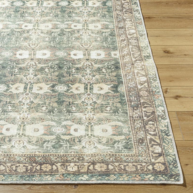 Livabliss Traditional Amelie Medallion Washable Area Rug