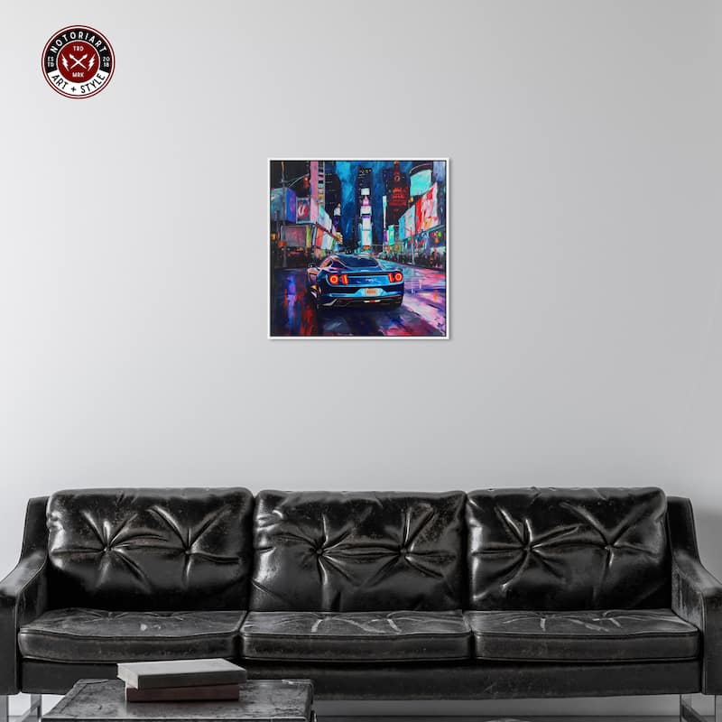 Notoriart Night Drive Sports Drive Framed Car 1 Piece Canvas Wall Art