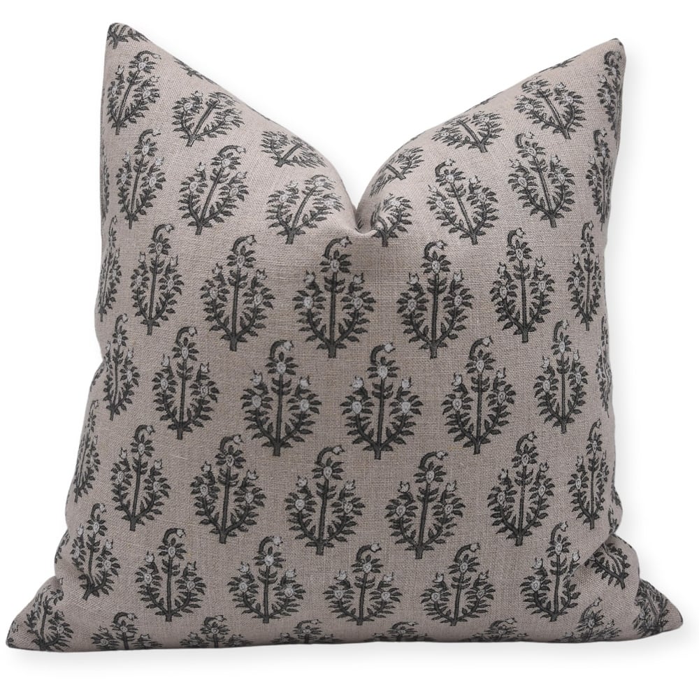 Linen Square Block print pillow Cover - Neelgagan