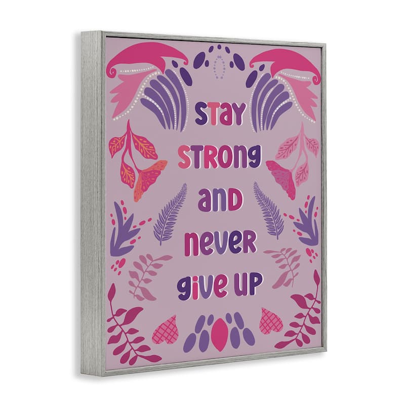 Stupell Never Give Up on Purple Framed Giclee Art Design By Julia Fox
