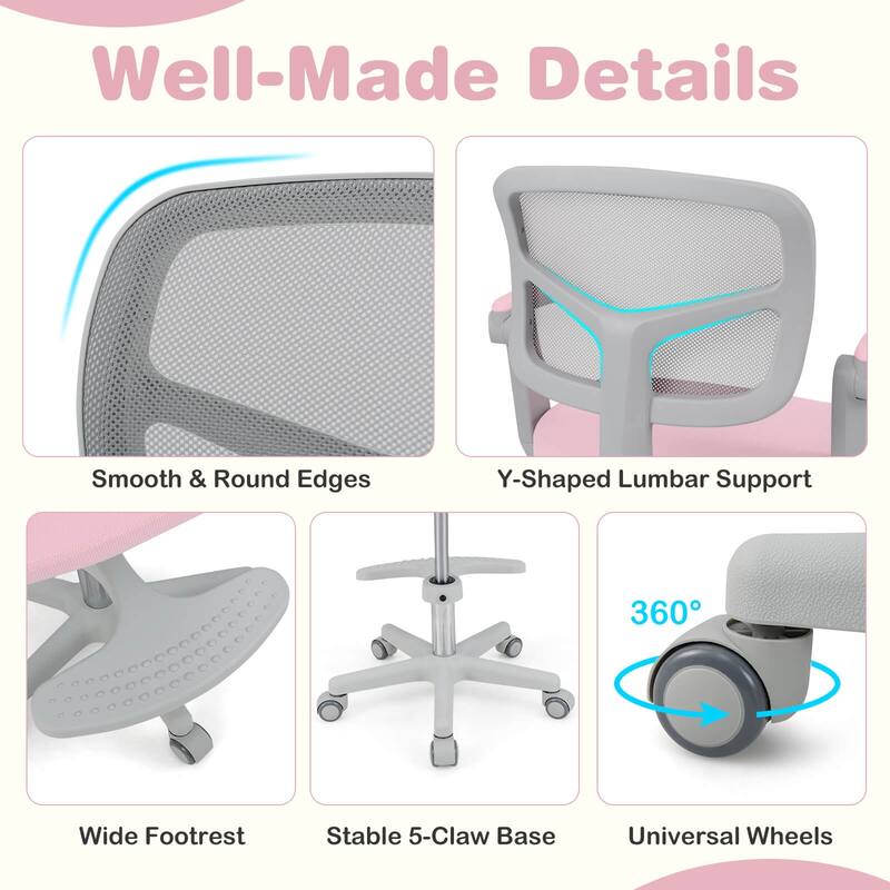 Costway Kids Desk Chair Children Study Chair with Adjustable Height, - See Details