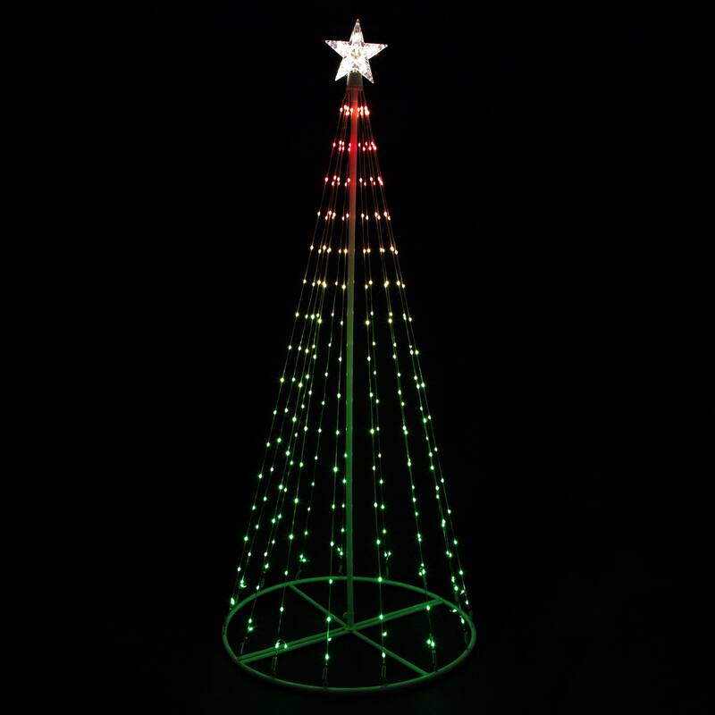 LED Lighted Color Changing Multiple Function Outdoor Christmas Cone Tree - 6" - White