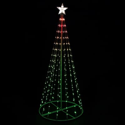 LED Lighted Color Changing Multiple Function Outdoor Christmas Cone Tree - 6" - White