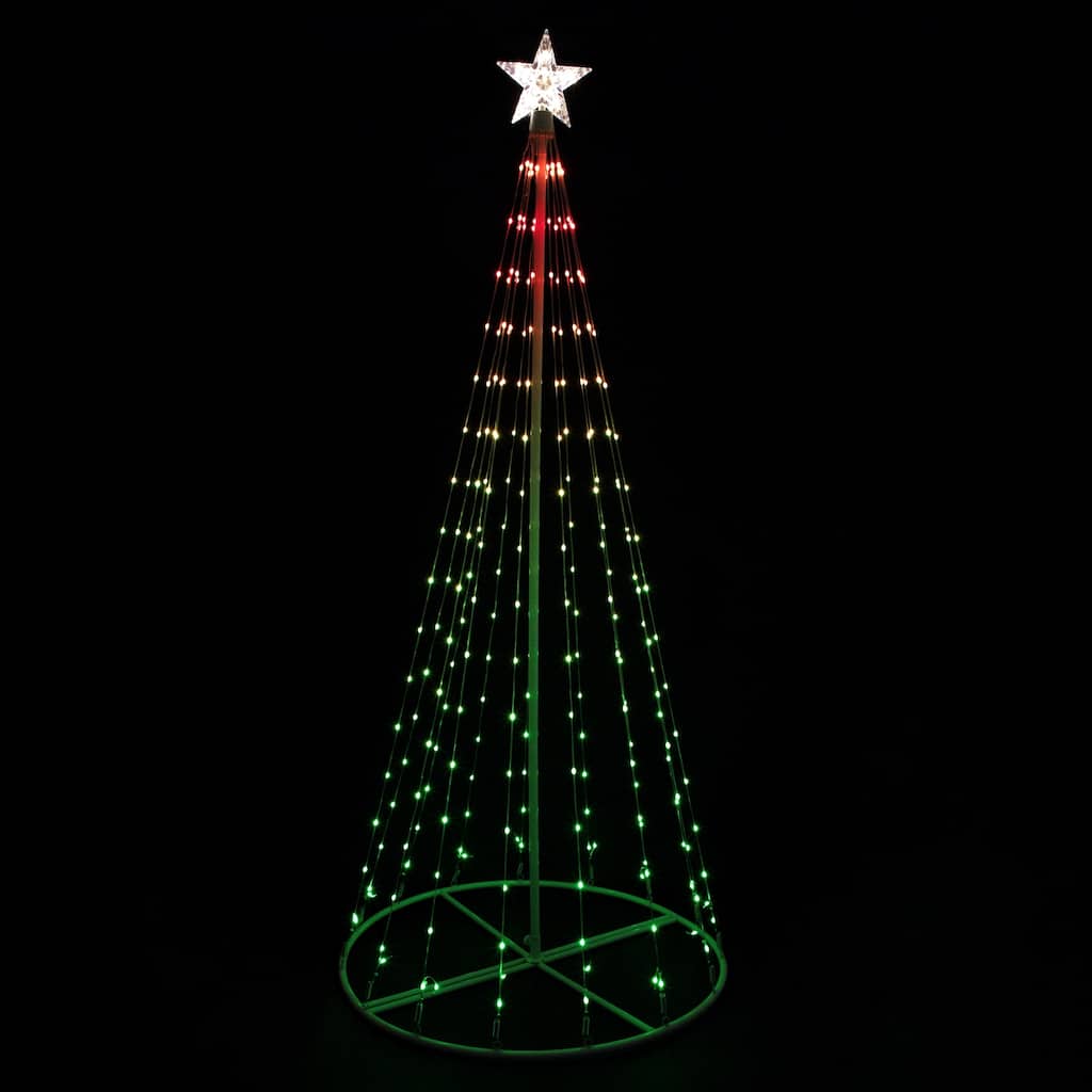 LED Lighted Color Changing Multiple Function Outdoor Christmas Cone Tree - 6' - White