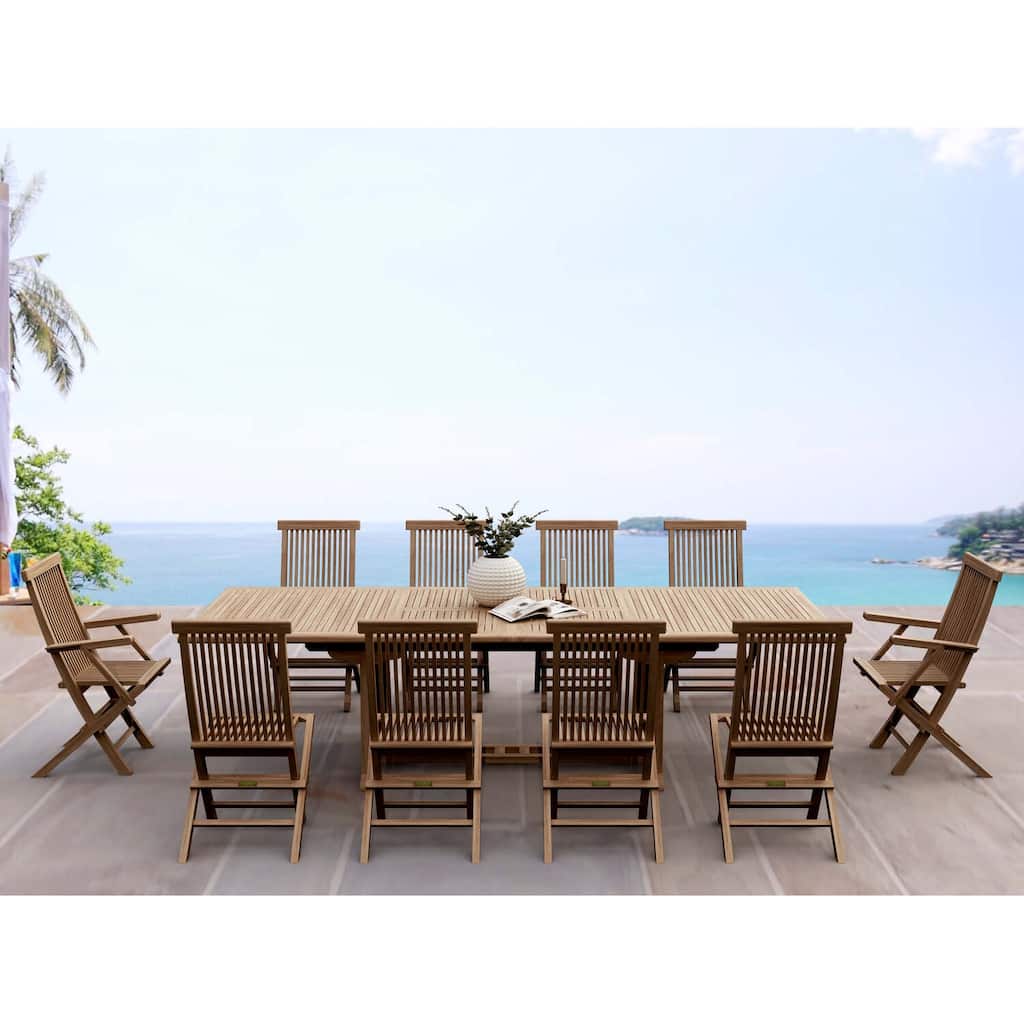 Outdoor Dining Set 11 Piece Patio Table Chairs Vintage Style