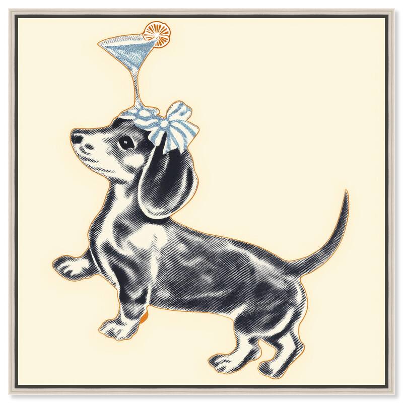 Martini Pup I Canvas by Art Remedy - Silver - 12" x 12"