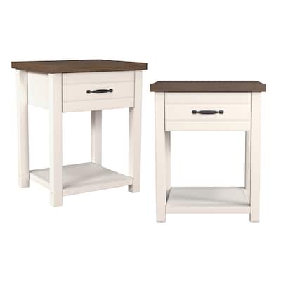 Milligan Wood Nightstand with 1 Drawer and Shelf, Set of 2