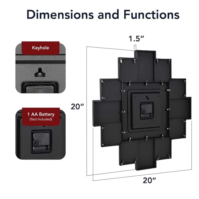 American Art Decor Picture Frame Collage Wall Clock 12 Photo Display Slots
