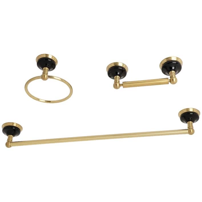 Kingston Brass Water Onyx 3 Piece Bathroom Package with 24" Towel Bar,