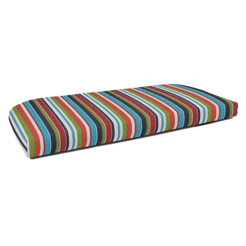 Sunbrella Stripe Fabric 1-Piece Indoor/Outdoor Wicker Bench Cushion, 43.5"W x 19.5"L, Maxim Forest Green - 43.5"W x 19.5"L