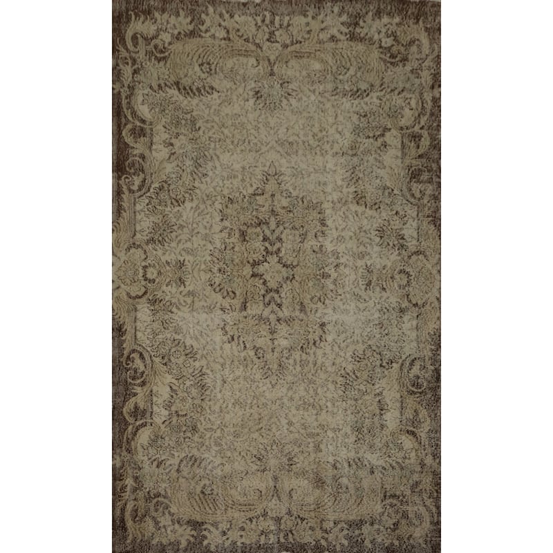Hand Knotted Oriental 100% Wool Carpet Transitional Floral Beige & Ivories Anatolian Area Rug - 9' 0'' X 5' 10''