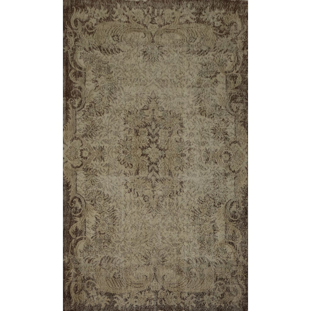 Hand Knotted Oriental 100% Wool Carpet Transitional Floral Beige & Ivories Anatolian Area Rug - 9' 0'' X 5' 10''