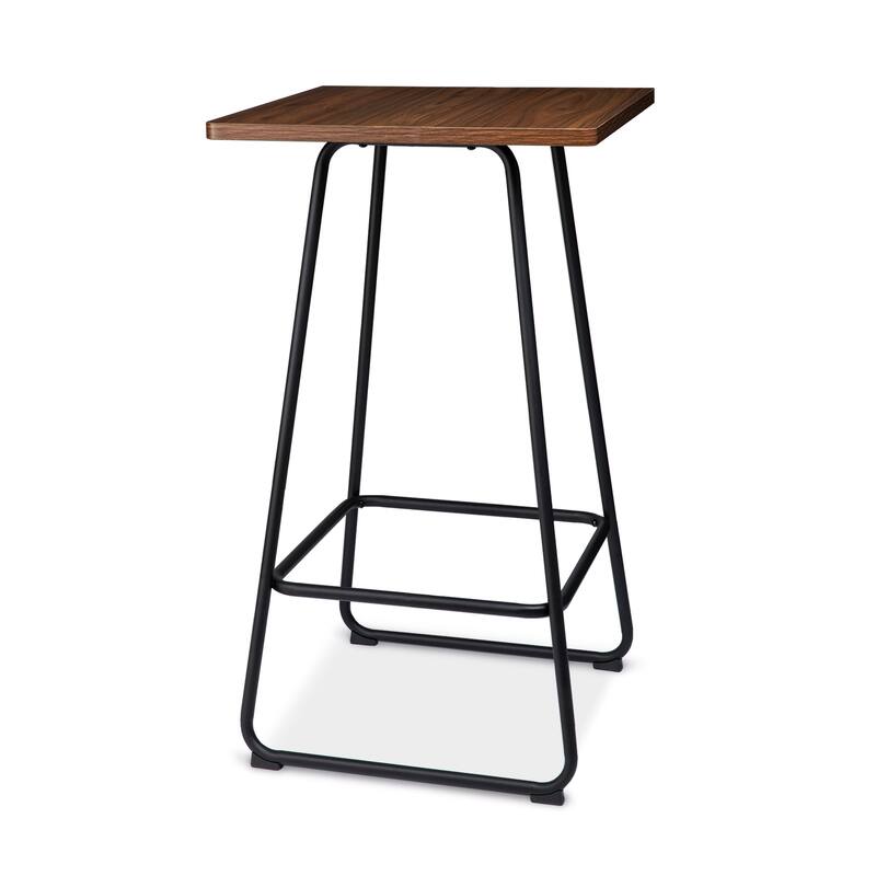 Glitzhome 41"H Industrial Modern Square Wood Top Bar Height Pub Tables - Square-1 Brown