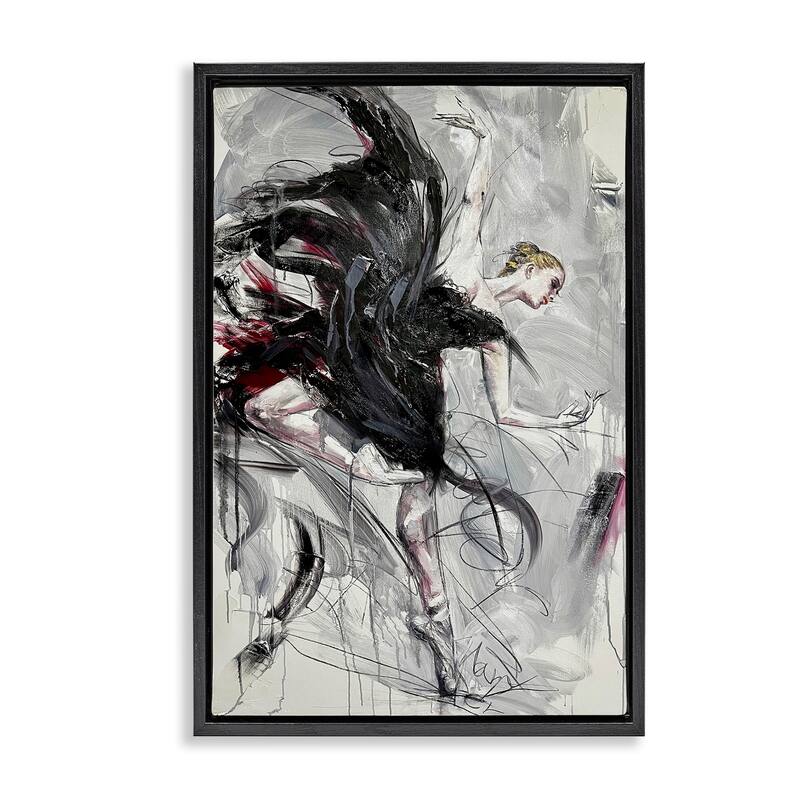 Stupell Modern Elegance Dancer Framed Floater Canvas Wall Art Design By Lucille Lee - 17 x 25 - Black