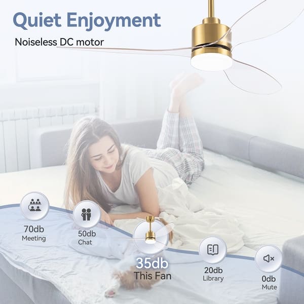 dimension image slide 0 of 2, 52"/42" Black/Gold LED Ceiling Fan with Lights Remote(3-Blade)