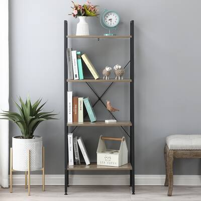 Carbon Loft Ogzewalla 4-shelf Wood and Metal Ladder Bookcase
