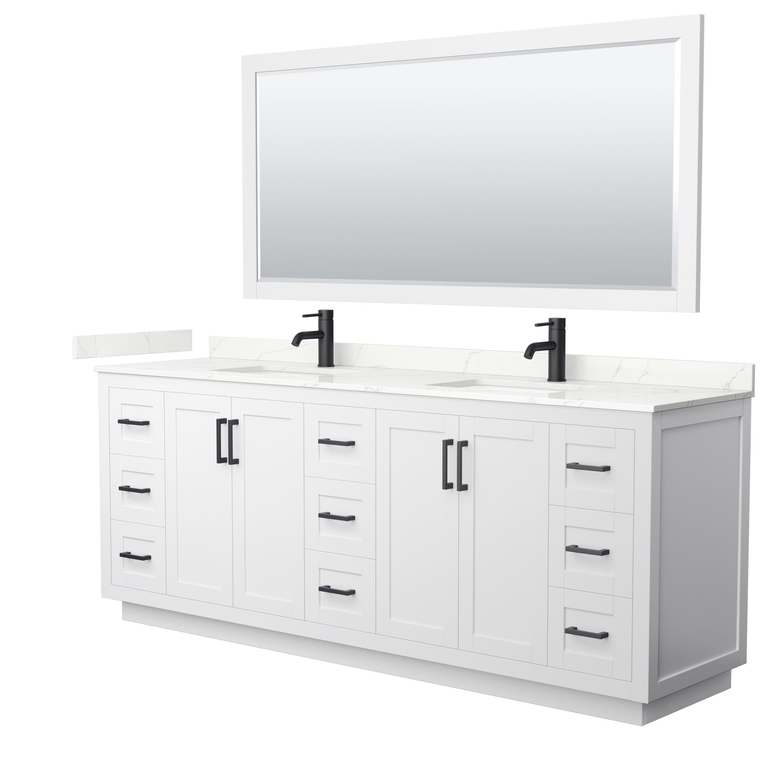 Miranda 84-inch Double Vanity, Quartz Top, 70-inch Mirror