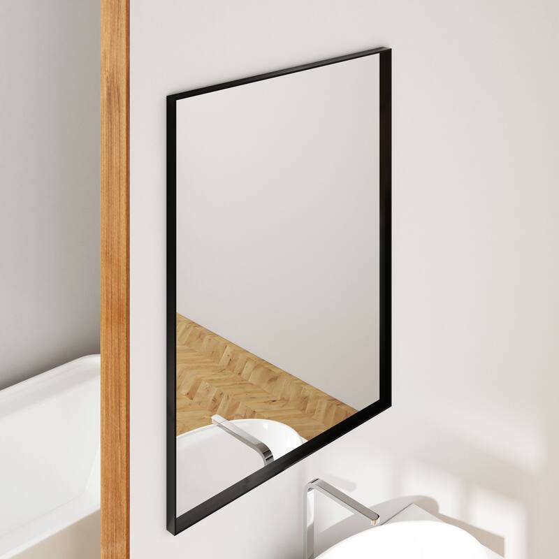 Organnice Rectangular Mirror Modern Black Frame Bathroom Vanity Mirror Clean Glass