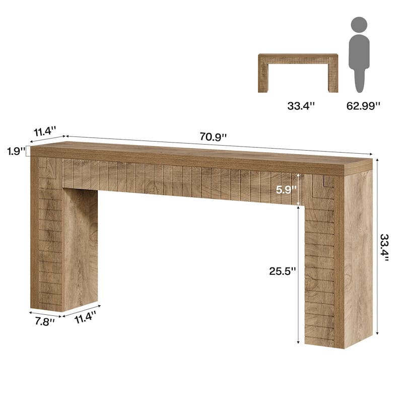 70.9-Inch Extra Long Console Sofa Table for Entryway Living Room - 11.4" D x 70.9" W x 33.4" H
