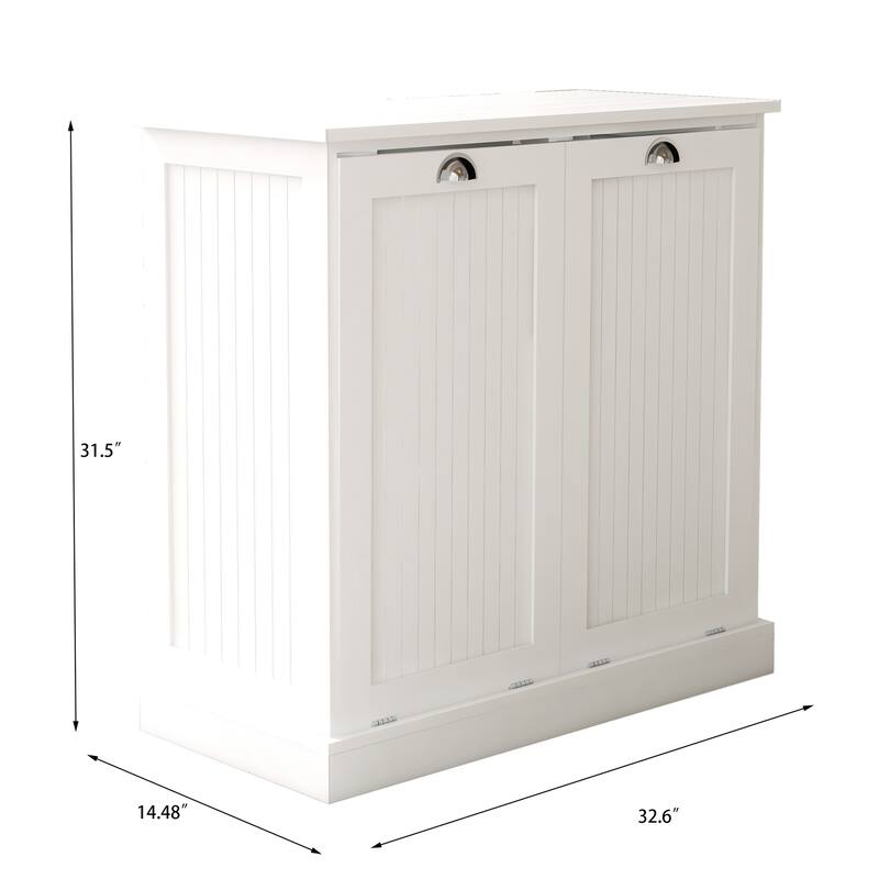 White 2-Compartment Tilt-Out Laundry Sorter Cabinet