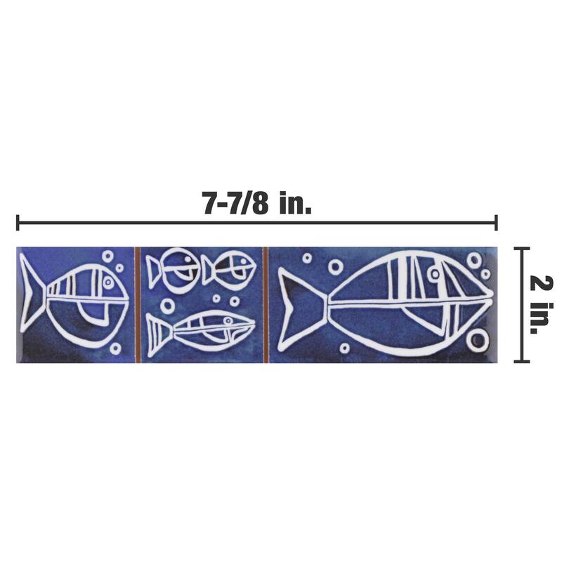 Merola Tile Captain Aquatico Deep Blue 2" x 7-7/8" Ceramic Wall Trim - (1 Tile)