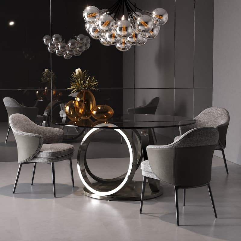 Modrest Cora Modern Grey Fabric & Leatherette Dining Chair