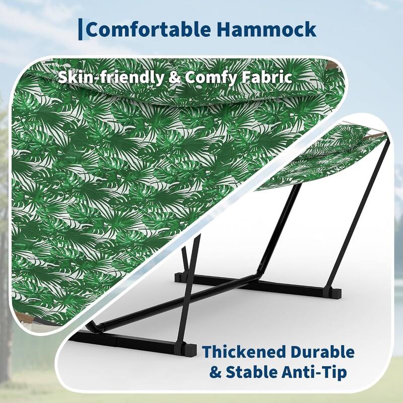 450 LBS Capacity, Double Outdoor Hammock for Patio, Backyard, Garden, Beach