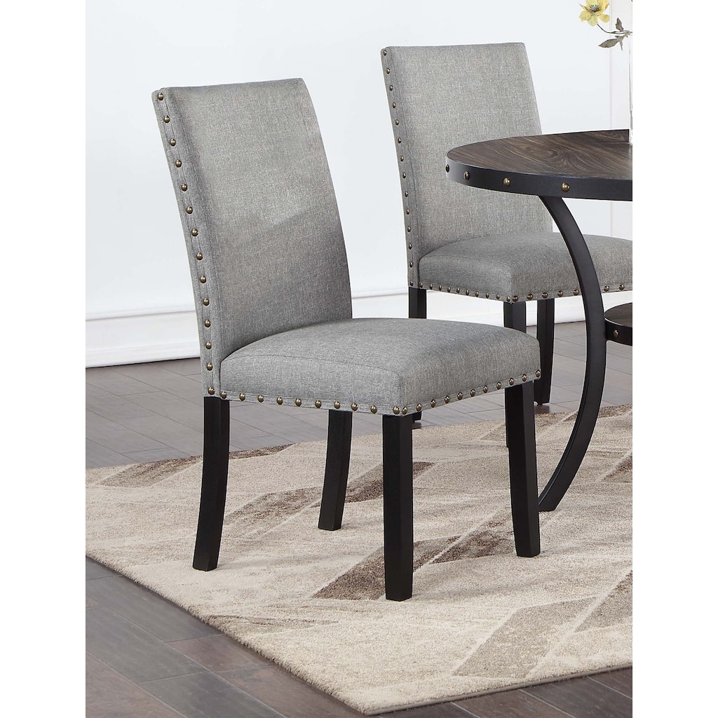 Contemporary Style Dining Chairs Nailhead Trim Gray Finish