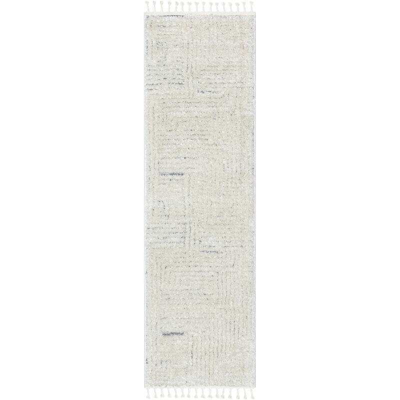 Well Woven Salem Gianna Modern High-Low Area Rug - Cream Grey - 2' 3" x 7' 3" - Runner
