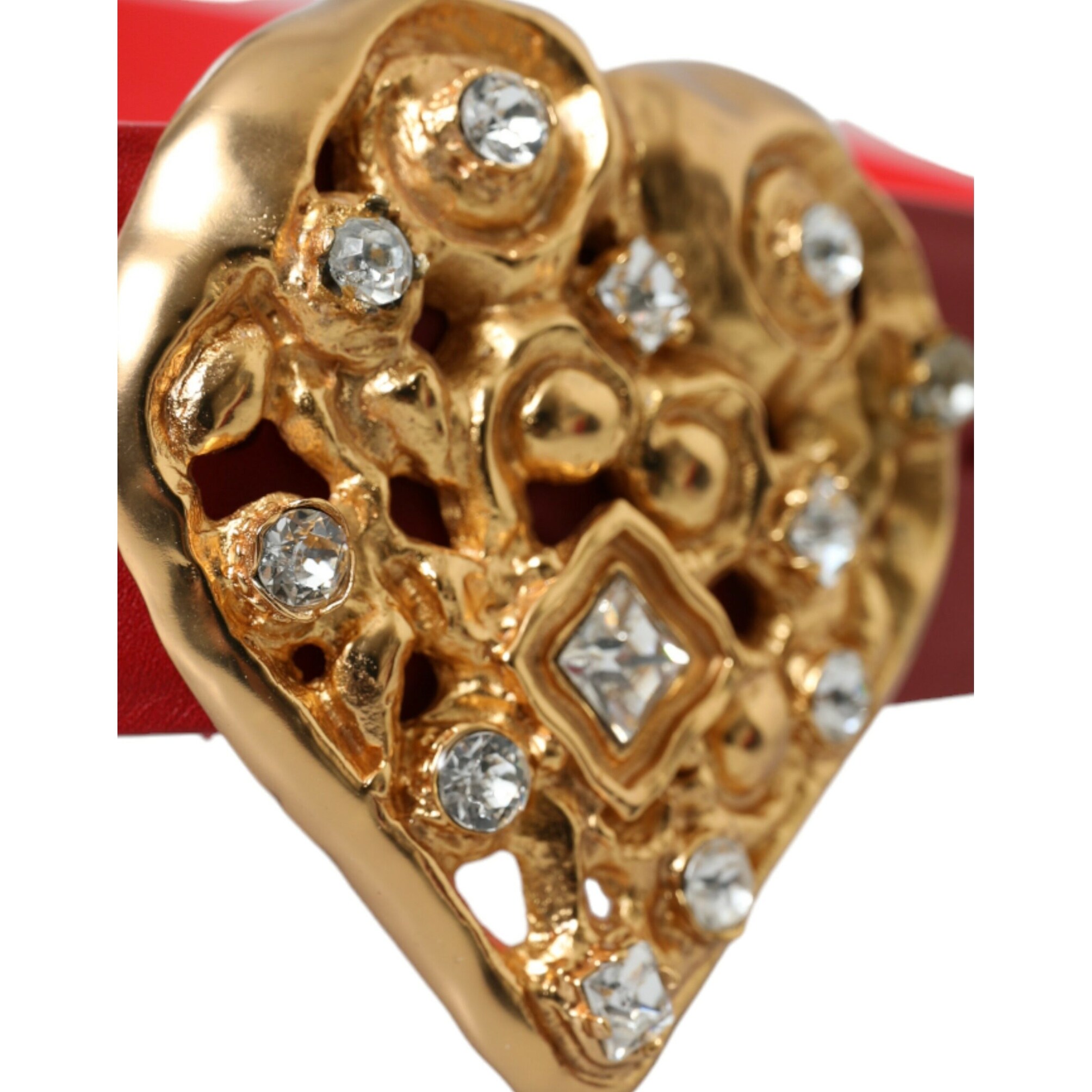 Dolce & Gabbana Red Leather Gold Heart Metal Buckle Women\ display picture 2