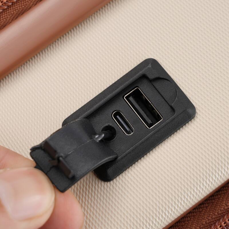 Luggage Sets 5 Piece with Front Opening, Hardside Expandable Carry On Suitcase Set with Double Spinner Wheel with USB Port